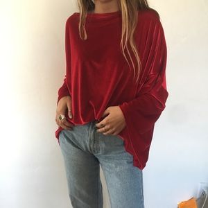 Urban Renewal Red Velvet Kimono Top
